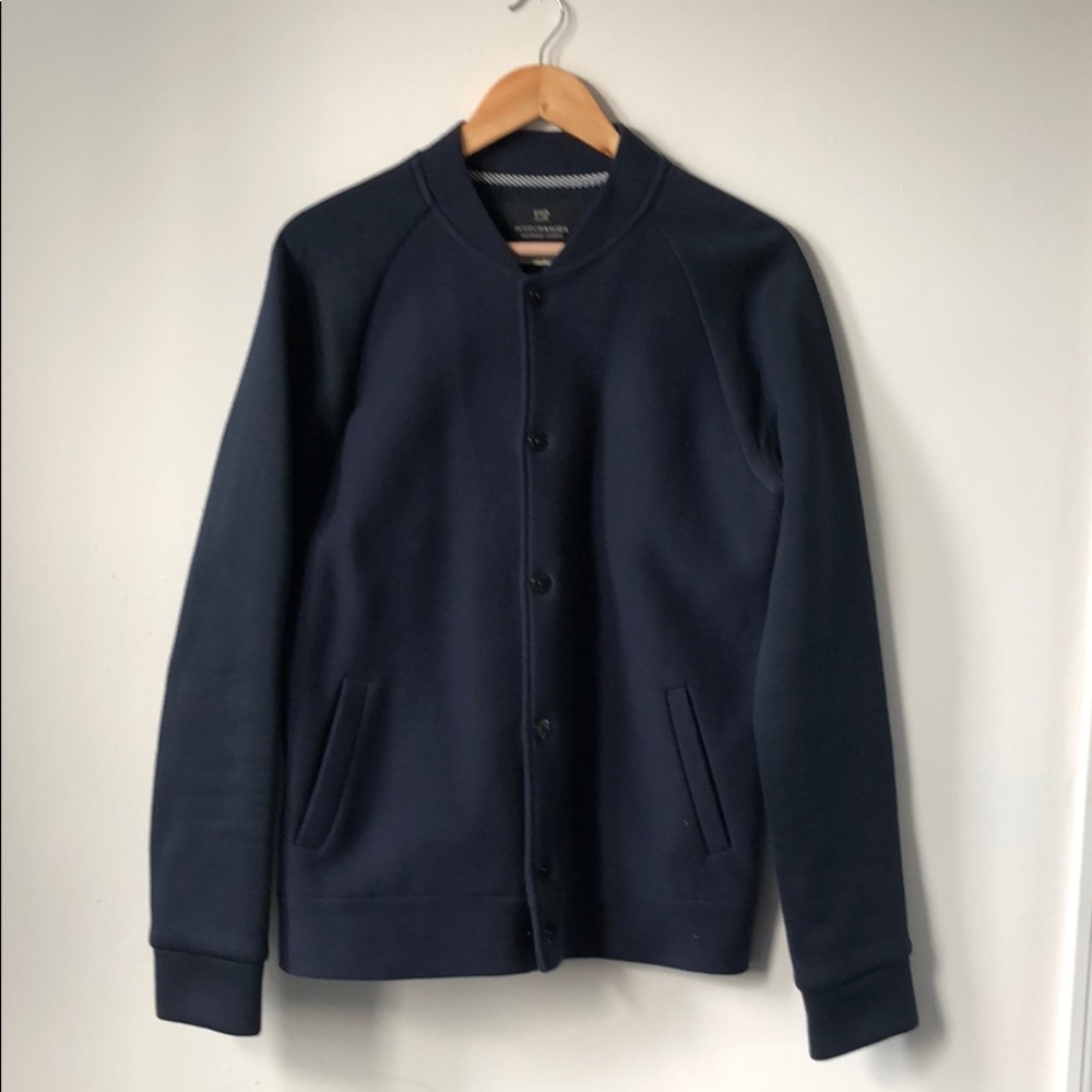 Scotch & Soda Navy Knit/Neoprene Baseball Jacket
